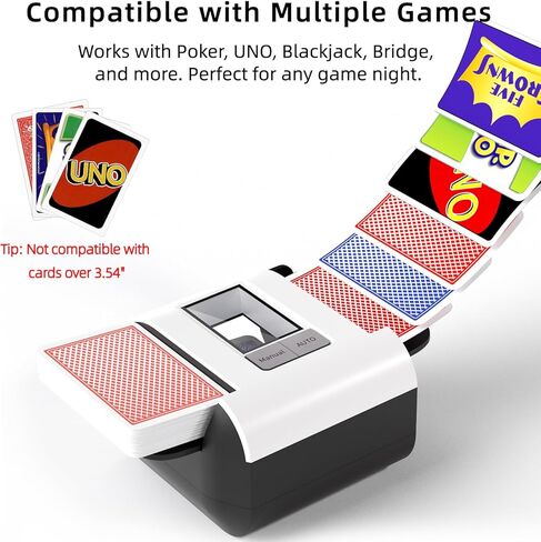 Automatic Card Shuffler with Dual Modes, Rechargeable 1-2 Deck Card Dealer Machine, Low Noise Operation Card Shuffler for Poker, UNO, Blackjack, Skip-Bo, Phase 10 in Saudi Arabia