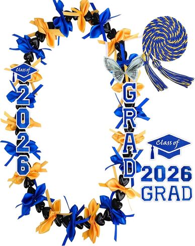 2026 تخرج Kukui Nut Lei مع حبل الشرف هاواي على شكل قلب Kukui Nut Beads قلادة تم تجميعها مسبقًا أموال التخرج فئة Lei من 2026 هدايا التخرج لحفلة الكلية في المدرسة الثانوية in Kuwait