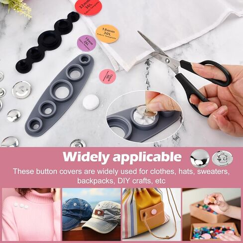 100PCS Cover Button Kit with Tools, DIY Fabric Covered Buttons Set, 5 Sizes, Fabric Template, Tools for DIY Covered Buttons, Clothes, Hats, Sweaters, Backpacks and Crafts in Saudi Arabia