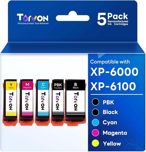 Remanufactured Ink Cartridge Replacement for Epson 302XL 302 XL T302 T302XL Ink Cartridges Multipack Compatible with Epson XP-6100 XP6100 XP-6000 XP6000 Printer(5 Pack, PBK/BK/C/M/Y) in Saudi Arabia