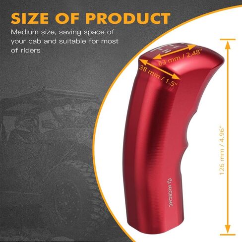 NICECNC Red Gear Shift Knob, RZR Gear Selector Shifter Knob Grip Compatible with Polaris ACE 500 2018-2019, RZR 4 800 2012-2013, Sportsman ACE 570 2015, See Fitments in Saudi Arabia