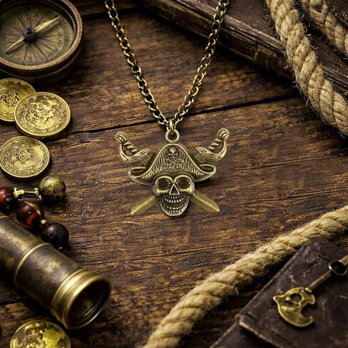 20 Pieces Pirate Skull Charm - Anti-Brass Alloys Skull Head Antique Caribbean Fashion Jewelry Making Charms, Bulk Vintage Skeleton Pendant, Wholesale Supply Findings for DIY Craft Necklace Bracelet in Saudi Arabia