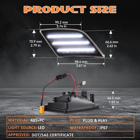 White LED Front Side Marker Lights Compatible for 2008-2011 Mercedes W204 C250 C300 C350 & 2008-2013 C63 AMG & 2005-2007 SL66 AMG, Smoked Lens 2PCS With Decorder in Saudi Arabia