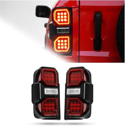 LED taillights for Ford bronco 2021-2026 2/4 Door, Red lens taillight assemblies, Taillights Replacement with Plug & Play Design (A) in Saudi Arabia