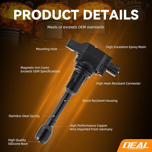 DEAL AUTO ELECTRIC PARTS UF549 حزمة ملف الإشعال مكونة من 4 قطع ومجموعة شمعات إشعال إيريديوم مزدوجة 4 قطع - متوافقة مع نيسان ألتيما روج 2.5 لتر، سينترا 1.8 لتر 2.0 لتر 2.5 لتر، فيرسا NV200 باثفايندر إنفينيتي QX60 in Kuwait