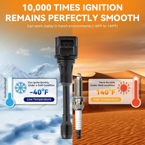 DEAL AUTO ELECTRIC PARTS UF549 حزمة ملف الإشعال مكونة من 4 قطع ومجموعة شمعات إشعال إيريديوم مزدوجة 4 قطع - متوافقة مع نيسان ألتيما روج 2.5 لتر، سينترا 1.8 لتر 2.0 لتر 2.5 لتر، فيرسا NV200 باثفايندر إنفينيتي QX60 in Kuwait