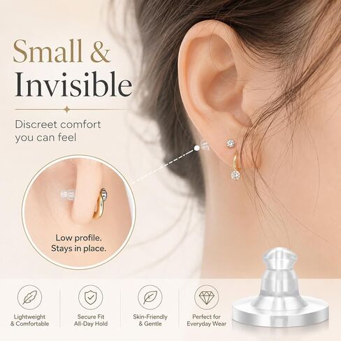 JJUNW 200 PCS Silicone Earring Backs, Earring Backs Rubber Soft Clear Earrings Back Replacement Back Stoppers for Stud Post Hoop Fishhook Earrings Women Men in Kuwait
