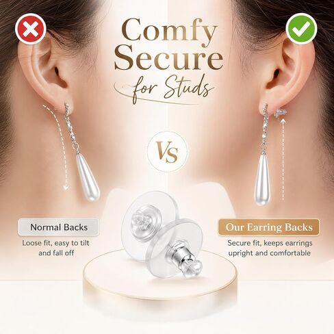 JJUNW 200 PCS Silicone Earring Backs, Earring Backs Rubber Soft Clear Earrings Back Replacement Back Stoppers for Stud Post Hoop Fishhook Earrings Women Men in Kuwait