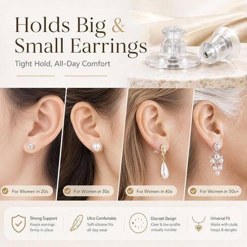 JJUNW 200 PCS Silicone Earring Backs, Earring Backs Rubber Soft Clear Earrings Back Replacement Back Stoppers for Stud Post Hoop Fishhook Earrings Women Men in Kuwait