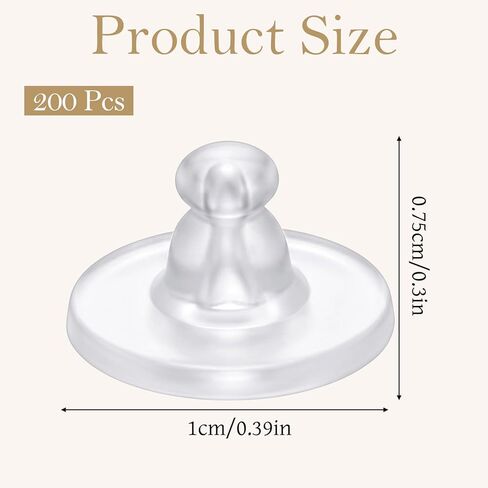JJUNW 200 PCS Silicone Earring Backs, Earring Backs Rubber Soft Clear Earrings Back Replacement Back Stoppers for Stud Post Hoop Fishhook Earrings Women Men in Kuwait