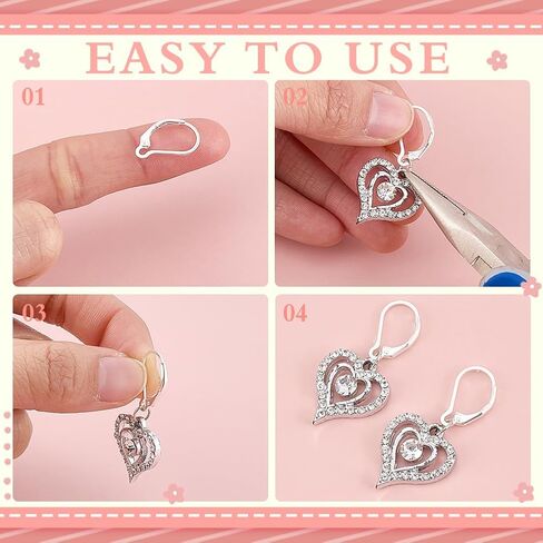 50Pcs 925 Sterling Silver Plated Leverback French Earring Hooks 10x15.5mm Lever Back Earring Findings Brass Clasps Dangle Ear Wire Findings for Jewelry Making DIY Crafts Gift in Kuwait