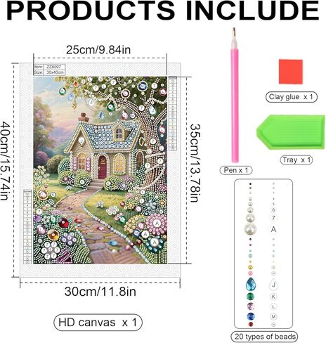 Stalente Pearl Diamond Painting Kits for Adults Garden House, 5D Special Shape Diamond Art Kits for Beginners, Crystal Rhinestones Diamond Painting for Home Wall Decoration Gift 12×16inch in Kuwait