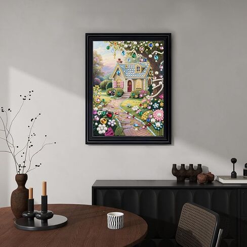 Stalente Pearl Diamond Painting Kits for Adults Garden House, 5D Special Shape Diamond Art Kits for Beginners, Crystal Rhinestones Diamond Painting for Home Wall Decoration Gift 12×16inch in Kuwait