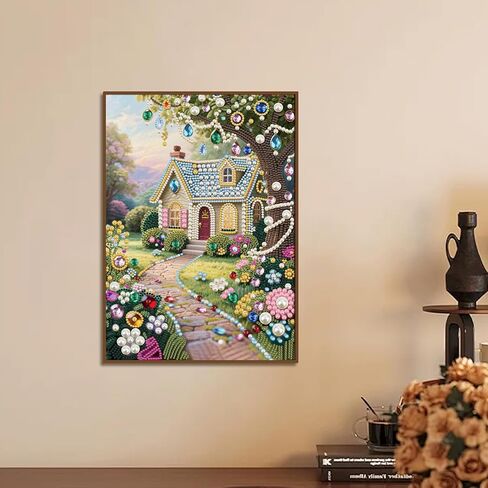 Stalente Pearl Diamond Painting Kits for Adults Garden House, 5D Special Shape Diamond Art Kits for Beginners, Crystal Rhinestones Diamond Painting for Home Wall Decoration Gift 12×16inch in Kuwait