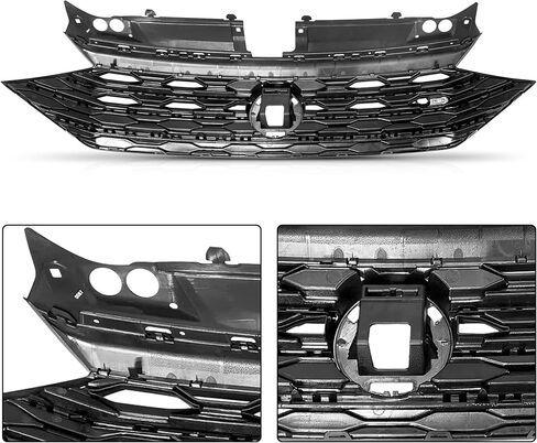 PartsFlow Front Honeycomb Grille Grill Matte Black with Glossy Black Trim Compatible with 2019 2020 Volkswagen VW Jetta GLI Style 1.4L 2.0L in Kuwait