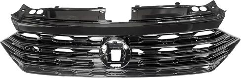 PartsFlow Front Honeycomb Grille Grill Matte Black with Glossy Black Trim Compatible with 2019 2020 Volkswagen VW Jetta GLI Style 1.4L 2.0L in Kuwait