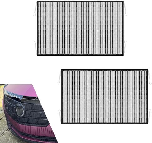 2 PCS 31.49" x 41.33" Car Grill Protection Mesh, High-Density Front Grill Filter Radiator Protection with 8 Hooks, Car Grille Air Intake Dustproof Net, Universal for Most Cars (Black) in Kuwait