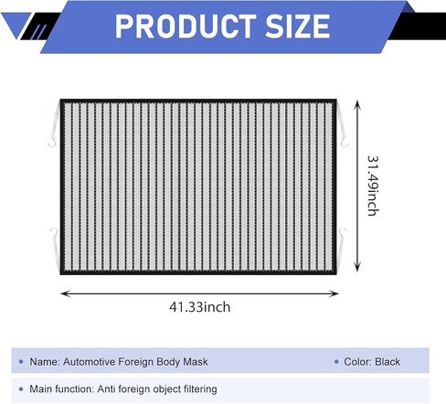 2 PCS 31.49" x 41.33" Car Grill Protection Mesh, High-Density Front Grill Filter Radiator Protection with 8 Hooks, Car Grille Air Intake Dustproof Net, Universal for Most Cars (Black) in Kuwait