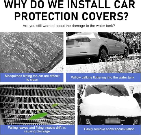 2 PCS 31.49" x 41.33" Car Grill Protection Mesh, High-Density Front Grill Filter Radiator Protection with 8 Hooks, Car Grille Air Intake Dustproof Net, Universal for Most Cars (Black) in Kuwait