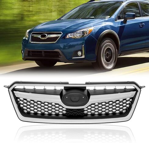 KARPAL Front Bumper Grille Chrome Trim Grill Mesh Grill Compatible With 2016 2017 Subaru XV Crosstrek Replacement 91122FJ020 SU1200151C 91123FJ040 SU1210100 in Kuwait