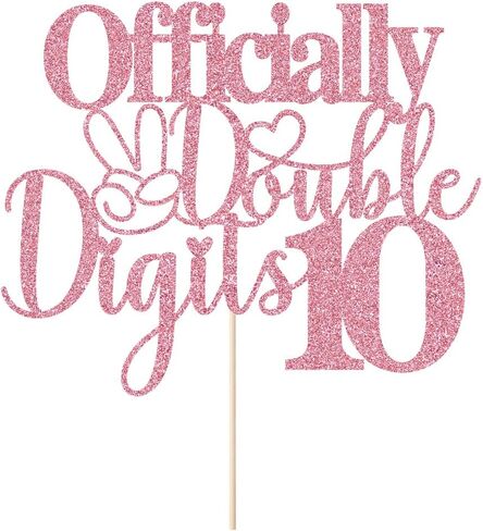 Sleyberoy Double Digits 10 Cake Topper - I'm 10/10th Birthday Topper for Boys & Girls,Officially Double Digits 10/Out Single Digits I'm 10， Happy 10th/Ten Birthday Themes party decor in Saudi Arabia