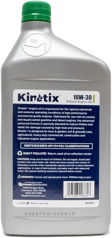 12PK Quart Kinetix High Performance Small Engine 10W-30 Oil 80001 4-Cycle Engine in Kuwait