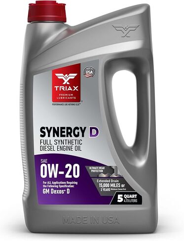 TRIAX Synergy D 0W-20 Full Synthetic Diesel Engine Oil | Compatible with ALL GM Dexos D Applications | Advanced Wear Protection and Soot Control (5 Quart) in Saudi Arabia