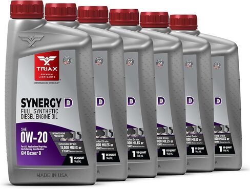TRIAX Synergy D 0W-20 Full Synthetic Diesel Engine Oil | Compatible with ALL GM Dexos D Applications | Advanced Wear Protection and Soot Control (5 Quart) in Saudi Arabia