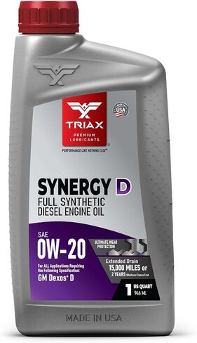 TRIAX Synergy D 0W-20 Full Synthetic Diesel Engine Oil | Compatible with ALL GM Dexos D Applications | Advanced Wear Protection and Soot Control (5 Quart) in Saudi Arabia