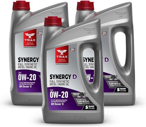 TRIAX Synergy D 0W-20 Full Synthetic Diesel Engine Oil | Compatible with ALL GM Dexos D Applications | Advanced Wear Protection and Soot Control (5 Quart) in Saudi Arabia