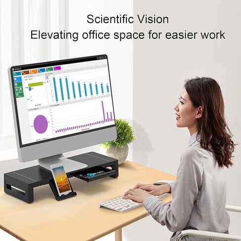 Desktop Monitor Stand Riser with 8 in 1 Docking Station, Computer Monitor Stand with Phone Holder Drawer, Ergonomic Monitor Riser for Desktop Laptop Stand, 25KG Bearing Capacity an in Saudi Arabia