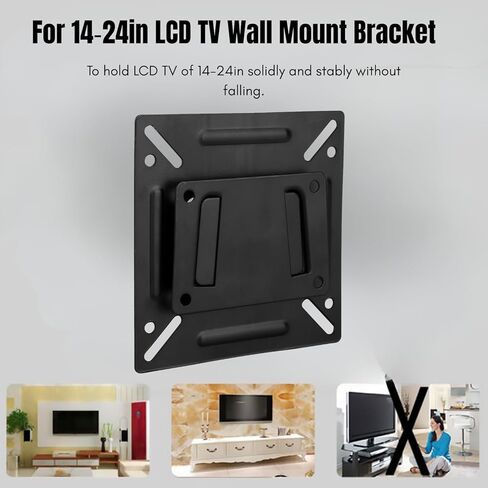 حامل شاشة مثبت على الحائط لشاشة كمبيوتر LCD LED مقاس 12-24 بوصة، أسود in Kuwait