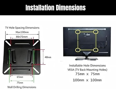 حامل شاشة مثبت على الحائط لشاشة كمبيوتر LCD LED مقاس 12-24 بوصة، أسود in Kuwait