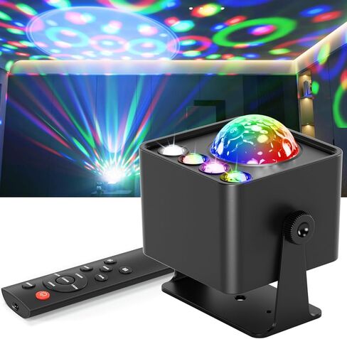 Disco Ball Party Lights, DJ Disco Light 7 Colors Sound Activated Stage Light Strobe Light with Star Projector for Living Room Party bar Christmas Halloween Dance Birthday Pub Wedding Decoration in Saudi Arabia