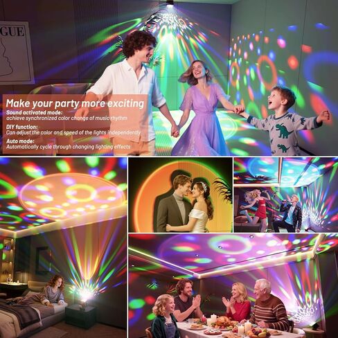 Disco Ball Party Lights, DJ Disco Light 7 Colors Sound Activated Stage Light Strobe Light with Star Projector for Living Room Party bar Christmas Halloween Dance Birthday Pub Wedding Decoration in Saudi Arabia