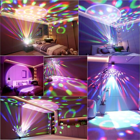 Disco Ball Party Lights, DJ Disco Light 7 Colors Sound Activated Stage Light Strobe Light with Star Projector for Living Room Party bar Christmas Halloween Dance Birthday Pub Wedding Decoration in Saudi Arabia