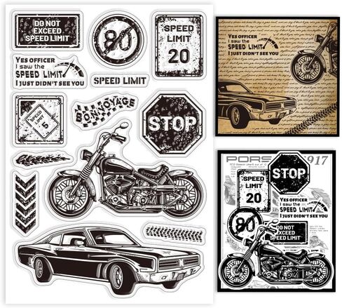 1 Sheet PVC Plastic Clear Stamps, Traffic Signs and Vehicles Pattern Silicone Stamp, Silicone Transparent Rubber Stamp for DIY Scrapbooking Photo Album Decorative Cards Making, 6.3x4.33x0.12inch in Kuwait
