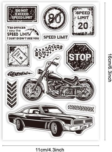 1 Sheet PVC Plastic Clear Stamps, Traffic Signs and Vehicles Pattern Silicone Stamp, Silicone Transparent Rubber Stamp for DIY Scrapbooking Photo Album Decorative Cards Making, 6.3x4.33x0.12inch in Kuwait