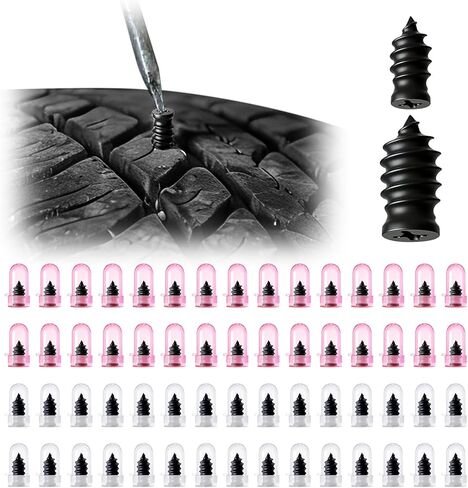 HEGUD 60 PCS Tire Repair Rubber Nail Tire Plug Kit, Vacuum Tire Repair Kit Spiral Rubber Screws, Fast Self-Service Tool for Car, Truck, Motorcycle, Tractor Tire Puncture Repair in Saudi Arabia