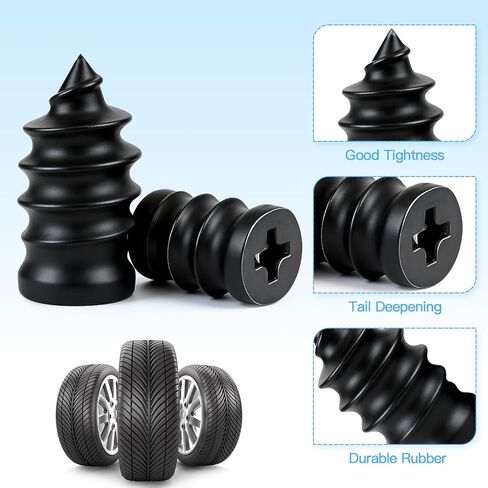 HEGUD 60 PCS Tire Repair Rubber Nail Tire Plug Kit, Vacuum Tire Repair Kit Spiral Rubber Screws, Fast Self-Service Tool for Car, Truck, Motorcycle, Tractor Tire Puncture Repair in Saudi Arabia