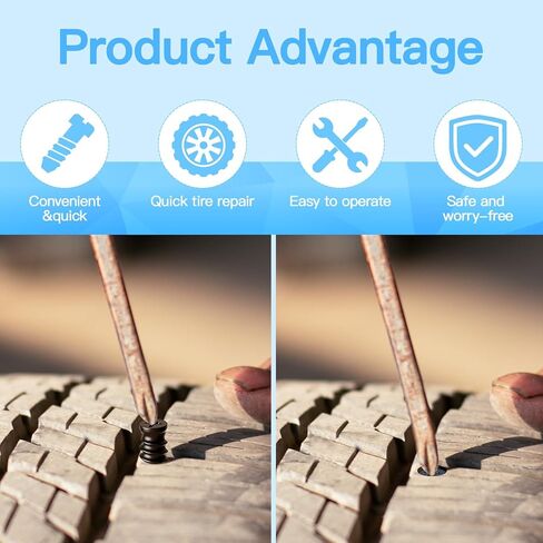 HEGUD 60 PCS Tire Repair Rubber Nail Tire Plug Kit, Vacuum Tire Repair Kit Spiral Rubber Screws, Fast Self-Service Tool for Car, Truck, Motorcycle, Tractor Tire Puncture Repair in Saudi Arabia