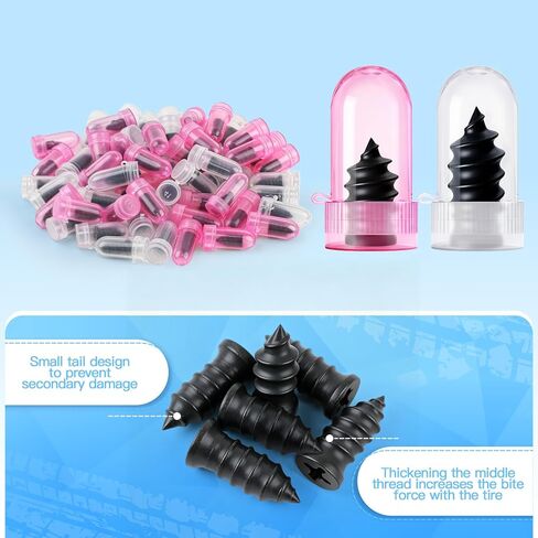 HEGUD 60 PCS Tire Repair Rubber Nail Tire Plug Kit, Vacuum Tire Repair Kit Spiral Rubber Screws, Fast Self-Service Tool for Car, Truck, Motorcycle, Tractor Tire Puncture Repair in Saudi Arabia