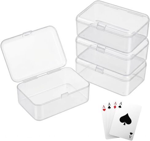 4 Pack Clear Plastic Card Deck Box Playing Card Storage Cases Blank Deck Boxes, Standard Size Holders for Game Cards Trading Cards and Small Accessories Home Organization in Saudi Arabia