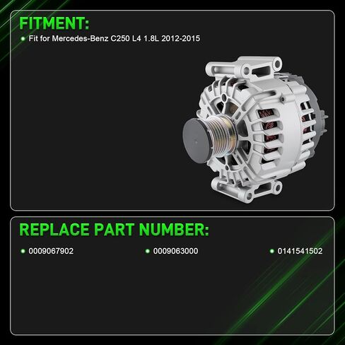 0009067902 المولد يصلح لمرسيدس بنز C250 1.8L 2012-2015 2013 2014 1.8L 150A 12V CW 6-الأخدود بكرة القابض in Kuwait
