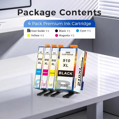 910XL Ink Cartridge Combo Pack Replacement for HP Ink 910 XL Series Compatible with officeJet Pro 8010 8020 8025 8028 8030 8035 8015 8018 8022 Printer.(4 Pack,B/C/M/Y) in Kuwait