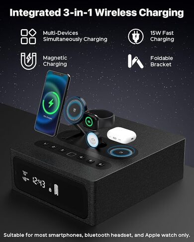 Biometric Gun Safe for Handgun | 0.1S Fingerprint Safe with 3-in-1 Wireless Charging Station, LED Display & Silent Mode, Bedside Pistol Safe for Home Defense, Gift for Gun Owners in Saudi Arabia