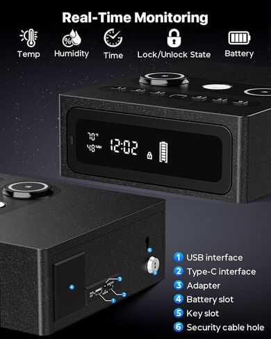 Biometric Gun Safe for Handgun | 0.1S Fingerprint Safe with 3-in-1 Wireless Charging Station, LED Display & Silent Mode, Bedside Pistol Safe for Home Defense, Gift for Gun Owners in Saudi Arabia