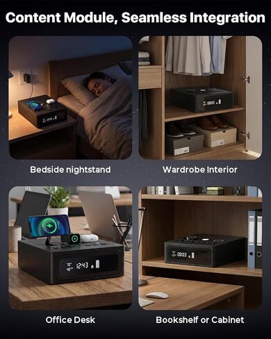 Biometric Gun Safe for Handgun | 0.1S Fingerprint Safe with 3-in-1 Wireless Charging Station, LED Display & Silent Mode, Bedside Pistol Safe for Home Defense, Gift for Gun Owners in Saudi Arabia