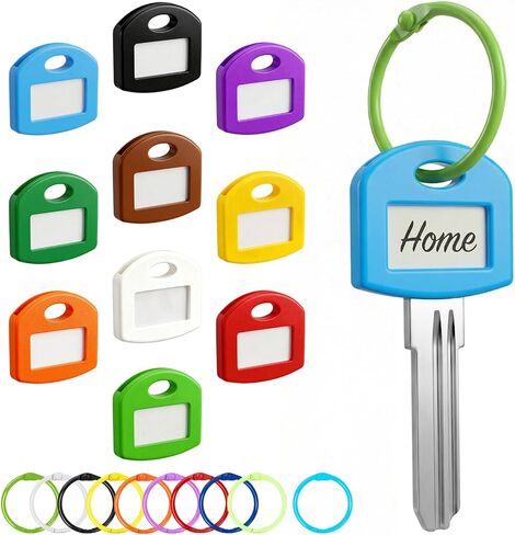 30 Pcs Key Covers Caps with Labels and Rings, Stretchy Key Tags Identifiers for Standard House Keys (Not for Odd-Shaped), Assorted Colors in Saudi Arabia