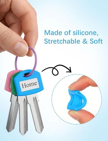 30 Pcs Key Covers Caps with Labels and Rings, Stretchy Key Tags Identifiers for Standard House Keys (Not for Odd-Shaped), Assorted Colors in Saudi Arabia